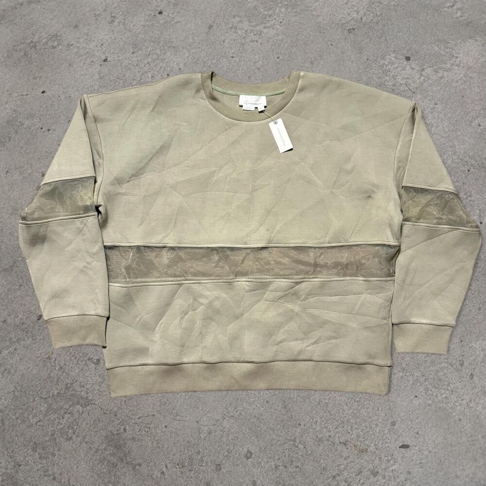 Anthropologie Olive Green Sweatshirt with Horizontal Mesh Panel Womens Size XL